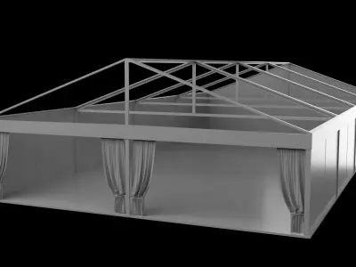 Transparent Marquee wedding tent Low-poly 3D model