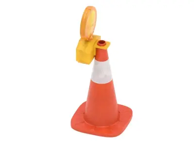 Traffic Cone with Safety Amber Warning Light 3D model