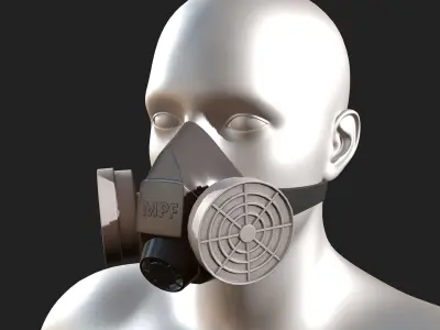 Gas mask protection futuristic fantasy human  Low-poly 3D model