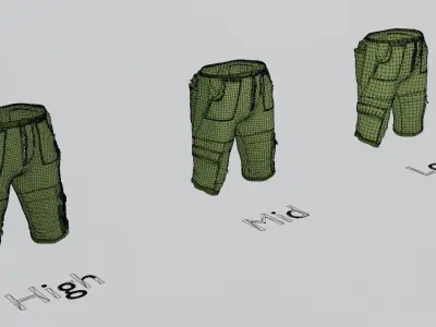 Cargo Shorts Low-poly 3D model