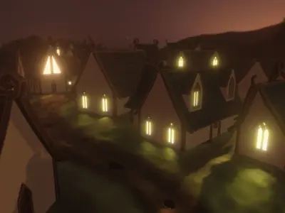 Elf Village houses pack Low-poly 3D model