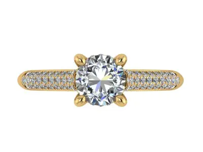 Ring169 gold engagement ring with diamonds 3D print model