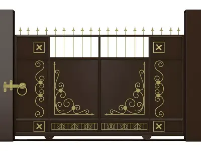 Fence and Gate 06 PBR  Low-poly 3D model