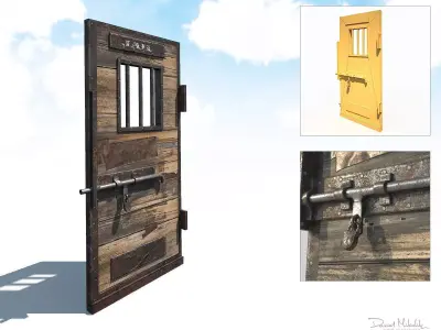 Western Prison Jail Door Low Poly PBR Free Low-poly 3D model