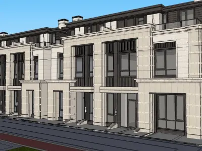 APARTMENT BUILDING RESIDENCE WITH POOL AREA 3D model