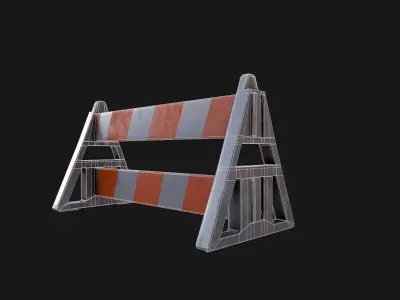 Barricade PBR traffic barrier Low-poly 3D model
