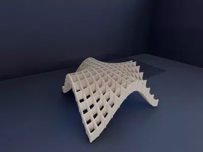 table 3d model stool made of paper 3D model