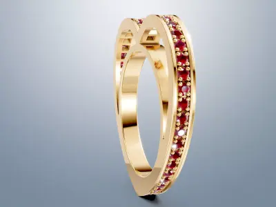 Unique Heart ring Unique 46 diamonds azured 3D print model