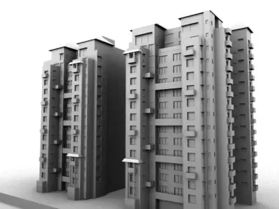 Building two apartment buildings 3D model