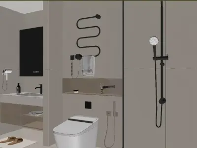Modern Minimalist Bathroom 3D model