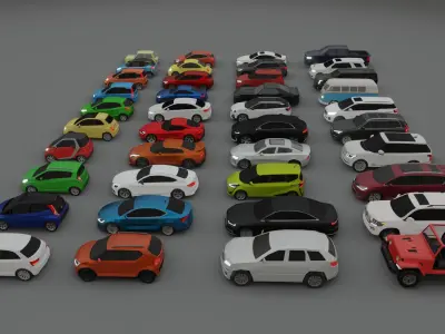  collection of 40 low poly cars 