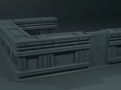 Modular Factory Walls Free 3D print model