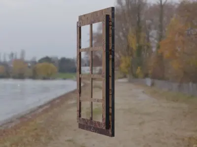 Realistic Blood-Stained Gunshot Window 3D Model for Games Low-poly 3D model