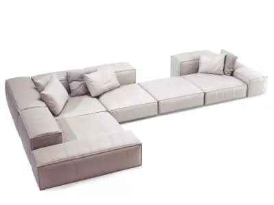 Extrasoft E sectional sofa leather 3D model