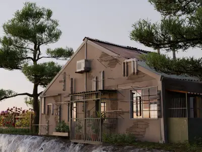 A tranquil rural scene  Made with blender  3D model