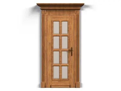 Door0019 wooden door with glass panels 3D model