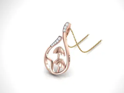 Pendants STL OBJ FBX Renders Details gold pendant with diamonds 3D print model