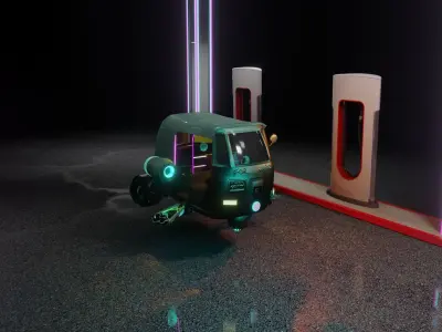 futuristic tuk tuk Low-poly 3D model