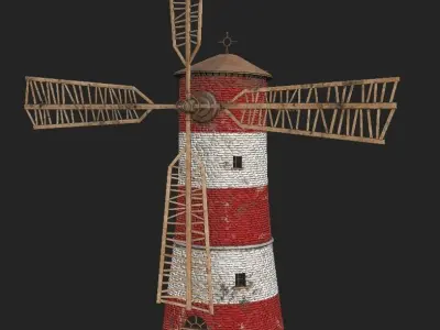 Tower mill windmill PBR model low poly game asset Low-poly 3D model