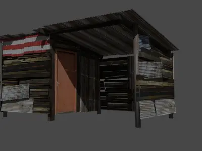 Shanty slum settlement pack Low-poly 3D model