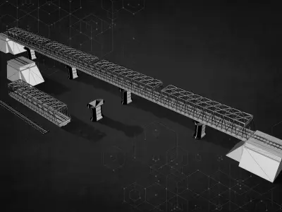 Rail Iron Bridge Modular Type one 3D model