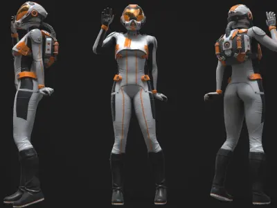 FX01 Female Space Suit White LITE VERSION Low-poly 3D model