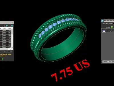 Light Gold Diamond Men Ring 2MR051 3D model