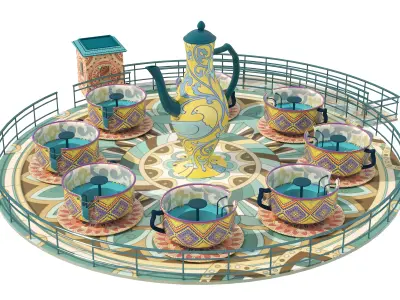 Tea Cup Carousel Low-poly 3D model