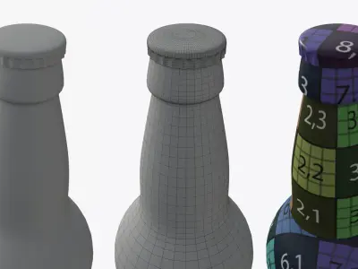 Beer bottle brown 02 3D model