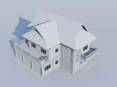 Contemporary Suburban Two-Story Home 3D Model Low-poly 3D model