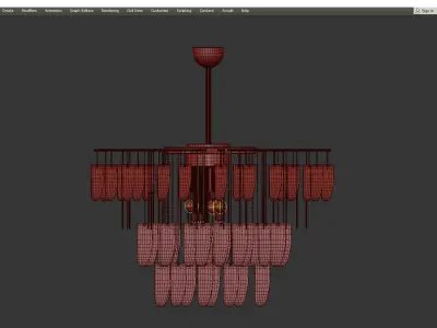 Murano Glass Textured Chandelier with Silver Leaf Edges Low-poly 3D model