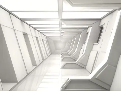 Sci Fi Corridor Low-poly 3D model 6