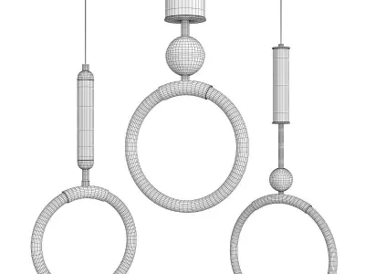 JALMA three gold ring pendant lights Low-poly 3D model