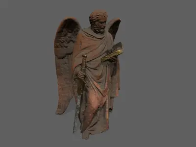 Old Man Statue Low-poly 3D model 19