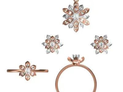 Light wt Ring Earrings Pendant set stl jcd 1-render details  3D print model 2