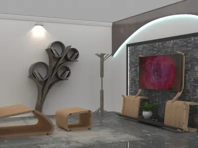 3d interior scene Low-poly 3D model