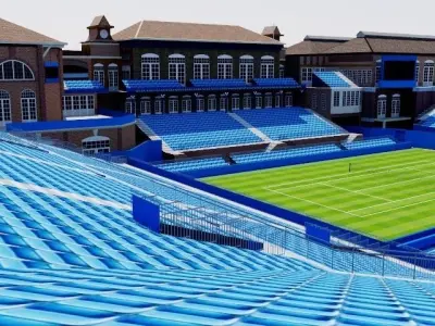 Queens Club Tennis Stadium - London Low-poly 3D model