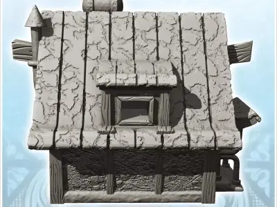 Medieval observatory with chimney exit and entrance under canopy 3D print model