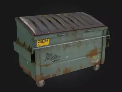 Rusty Green Dumpster  Urban Decay in Grimy Detail 3D model