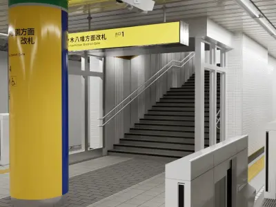 Japanese Railway Metro station 3D model