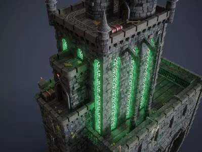 Necropolis Modular Low Poly Environment Kit GameReady 4K Trim Low-poly 3D model