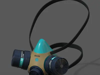 Gas mask helmet scifi futuristic respirator plastic  Low-poly 3D model