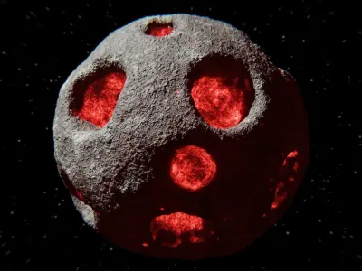 Molten Core Asteroid - Procedural Sci-Fi Rock Model 3D model