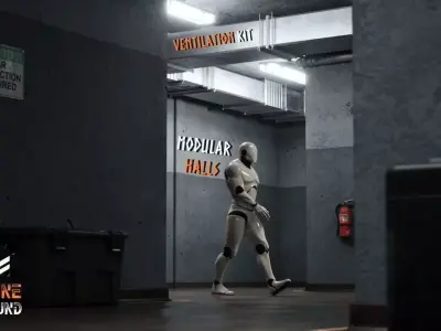 Modular Shooting Range Low-poly 3D model