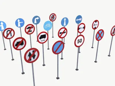 Road sign pack 2 Low-poly 3D model