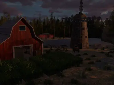 Abadoned Farm PS1 Environment Free low-poly 3D model