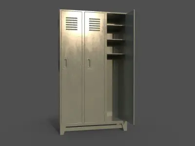 PBR School Gym Locker 08 - Pale Green Low-poly 3D model