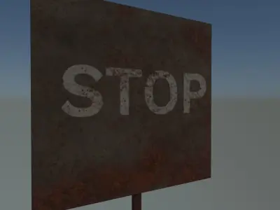 Stop sign rusted Free low-poly 3D model