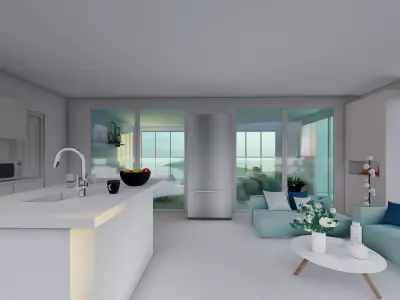 Exterior and interior of beach house 3D model