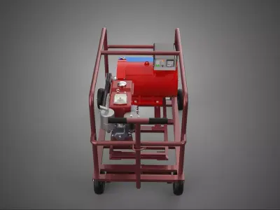 SMALL SCALE POWER PLANT MOBILE GENERATOR CART SET GENSET DIESEL 3D model
